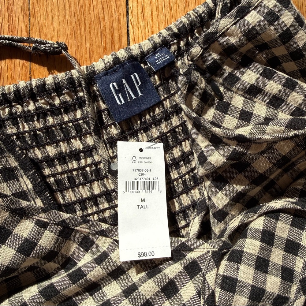 GAP Black and Cream Gingham Dress NWT - Picture 4 of 6